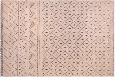 handmade Geometric Berjusta Beige Gray Hand Knotted RECTANGLE 100% WOOL area rug 8' x 10'