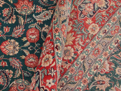 handmade Traditional Kashan Green Red Hand Knotted RECTANGLE 100% WOOL area rug 10x14