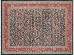 handmade Traditional Kashan Green Red Hand Knotted RECTANGLE 100% WOOL area rug 10x14