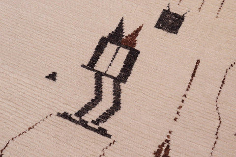 handmade Geometric Berjusta Beige Brown Hand Knotted RECTANGLE 100% WOOL area rug 8' x 10'