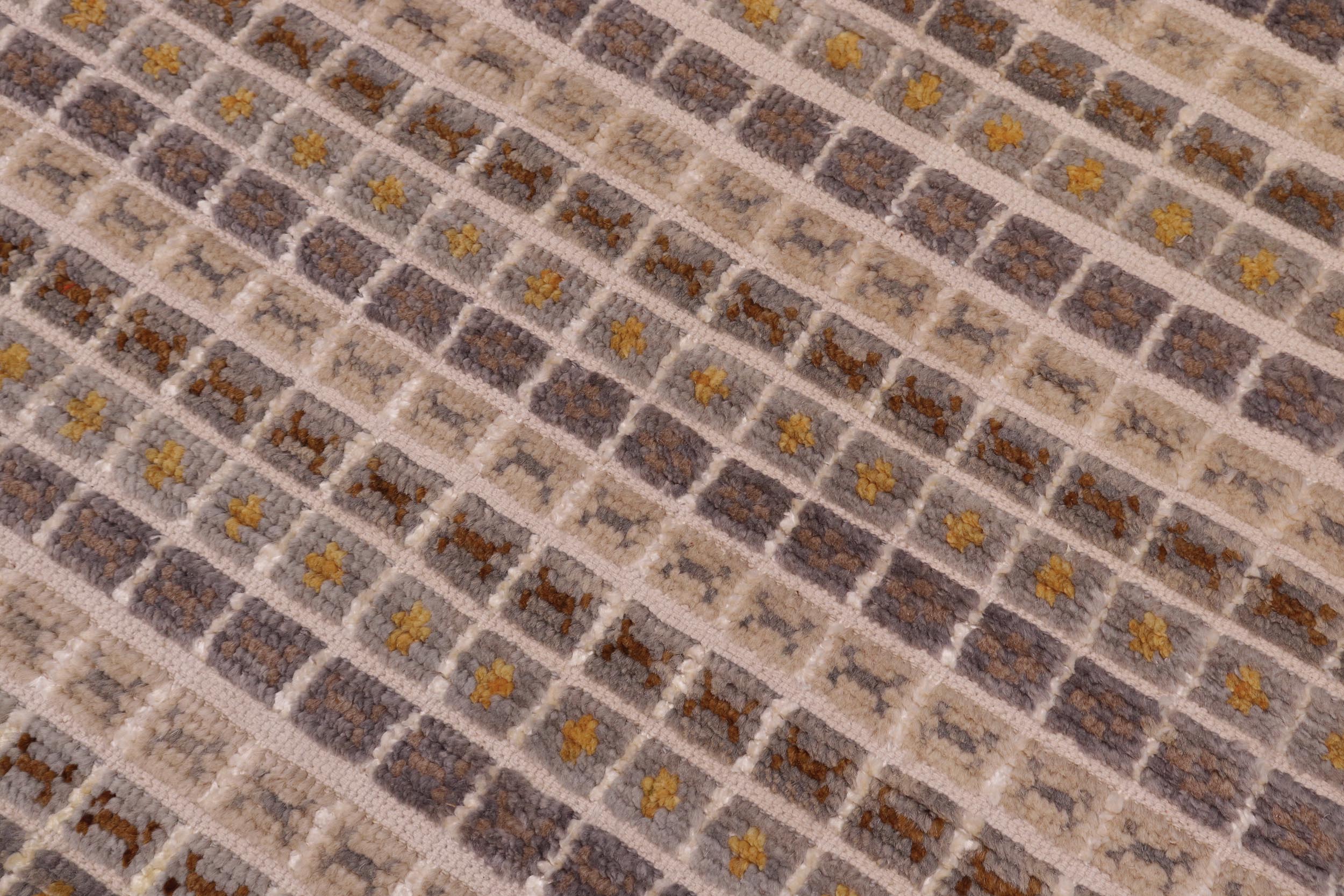 handmade Geometric Berjusta Gray Blue Hand Knotted RECTANGLE WOOL&SILK area rug 8' x 10'