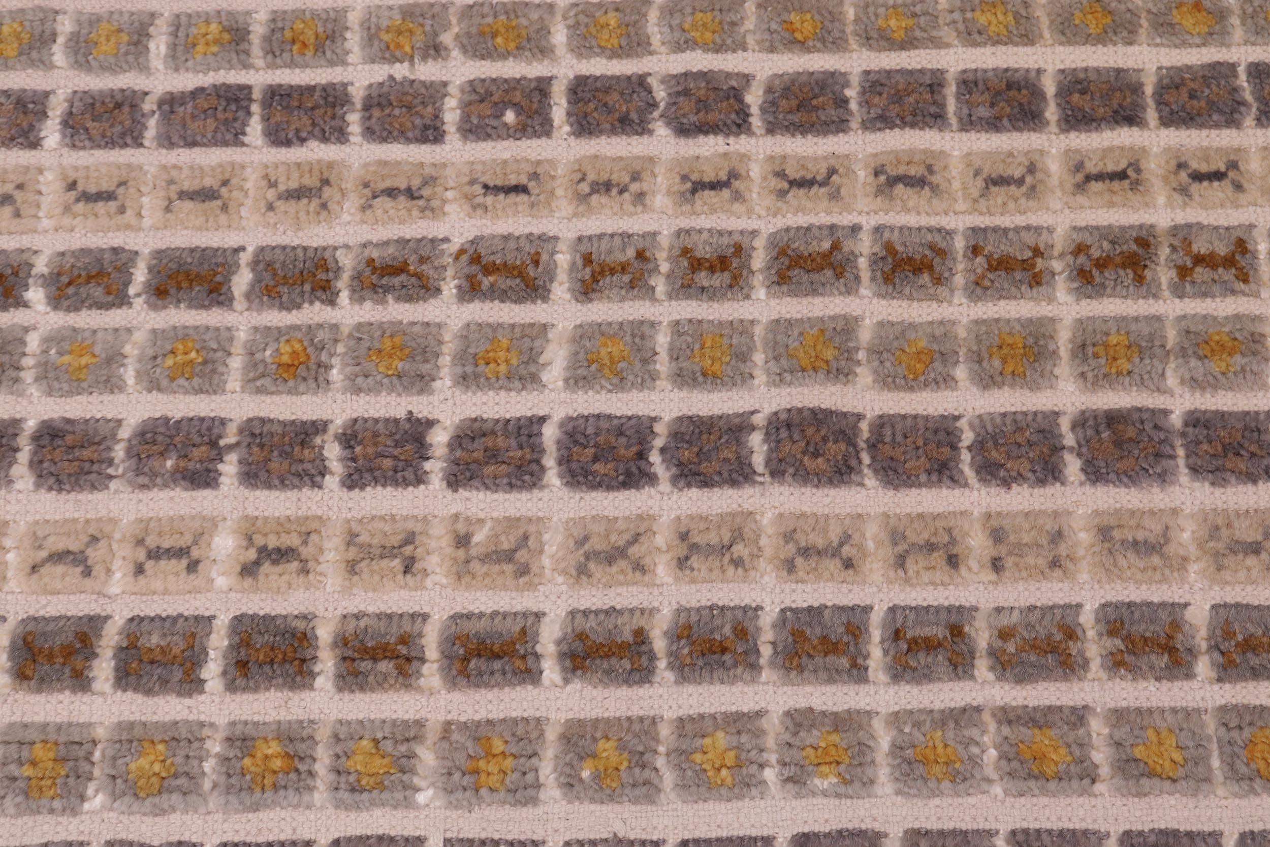 handmade Geometric Berjusta Gray Blue Hand Knotted RECTANGLE WOOL&SILK area rug 8' x 10'