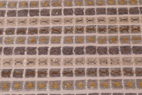 handmade Geometric Berjusta Gray Blue Hand Knotted RECTANGLE WOOL&SILK area rug 8' x 10'