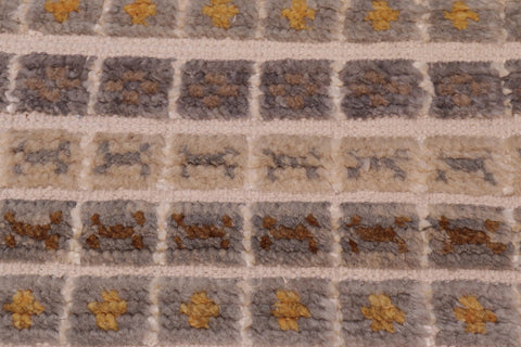 handmade Geometric Berjusta Gray Blue Hand Knotted RECTANGLE WOOL&SILK area rug 8' x 10'