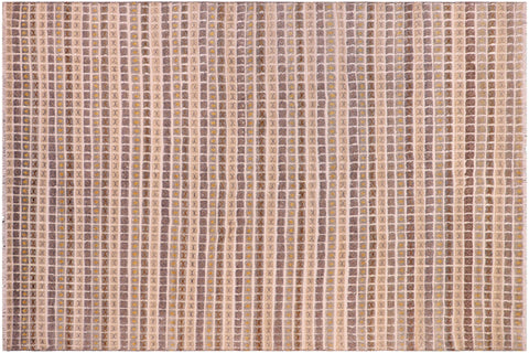 handmade Geometric Berjusta Gray Blue Hand Knotted RECTANGLE WOOL&SILK area rug 8' x 10'