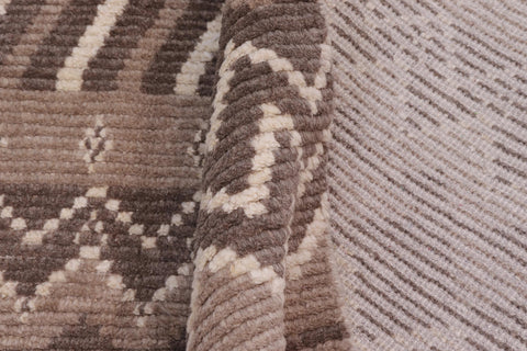 handmade Geometric Berjusta Brown Beige Hand Knotted RECTANGLE 100% WOOL area rug 9' x 12'