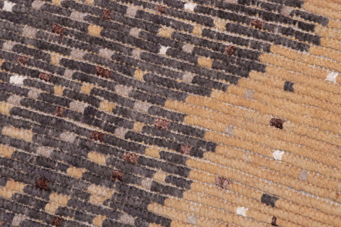 handmade Geometric Berjusta Orange Gray Hand Knotted RECTANGLE WOOL&SILK area rug 5' x 8'