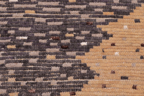 handmade Geometric Berjusta Orange Gray Hand Knotted RECTANGLE WOOL&SILK area rug 5' x 8'