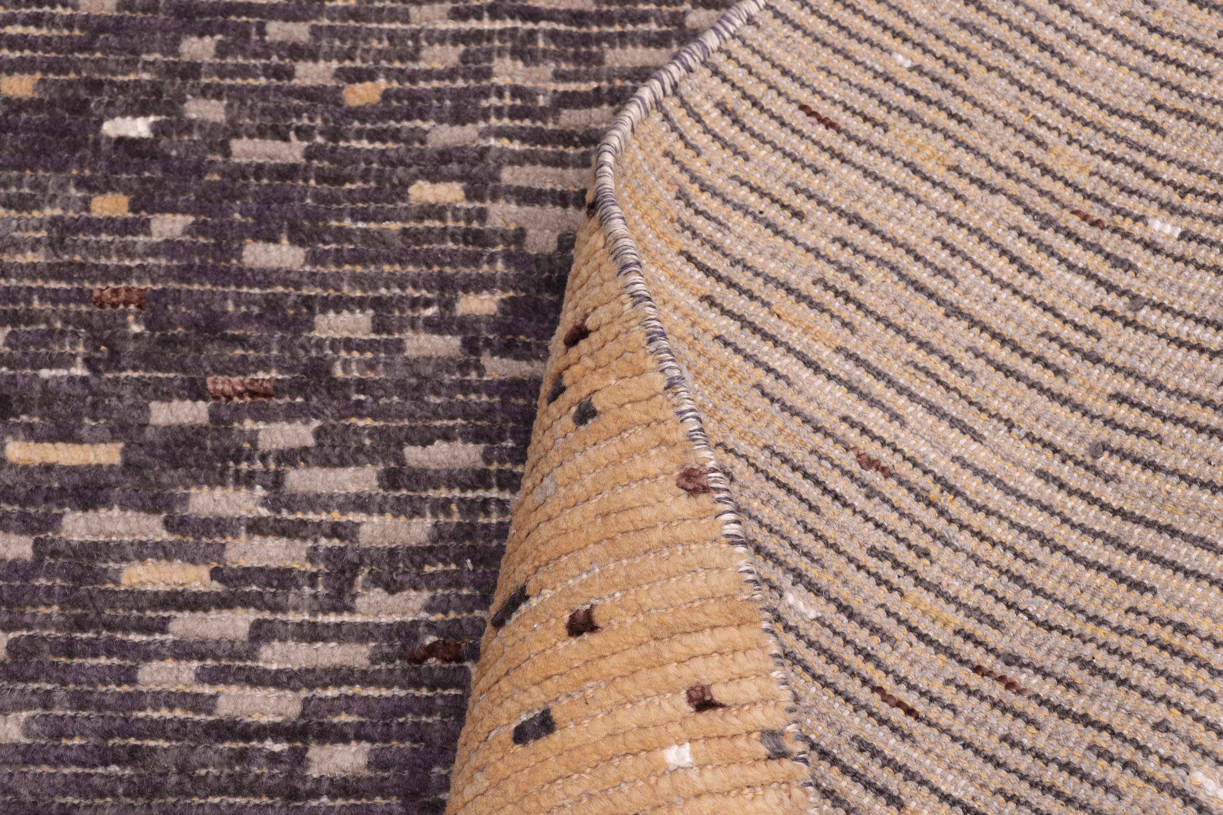 handmade Geometric Berjusta Orange Gray Hand Knotted RECTANGLE WOOL&SILK area rug 5' x 8'