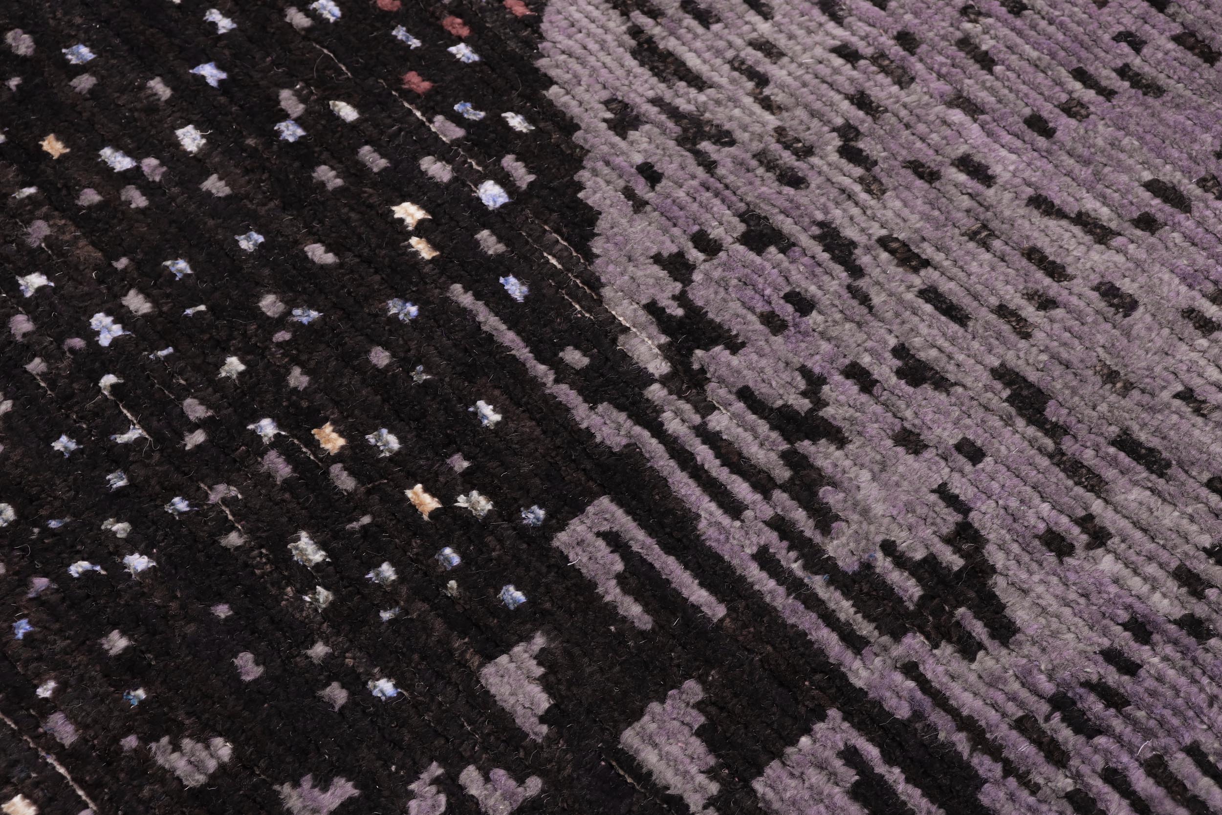 handmade Geometric Berjusta Black Gray Hand Knotted RECTANGLE WOOL&SILK area rug 5' x 8'