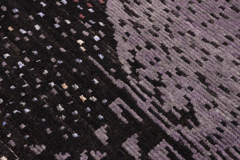 handmade Geometric Berjusta Black Gray Hand Knotted RECTANGLE WOOL&SILK area rug 5' x 8'