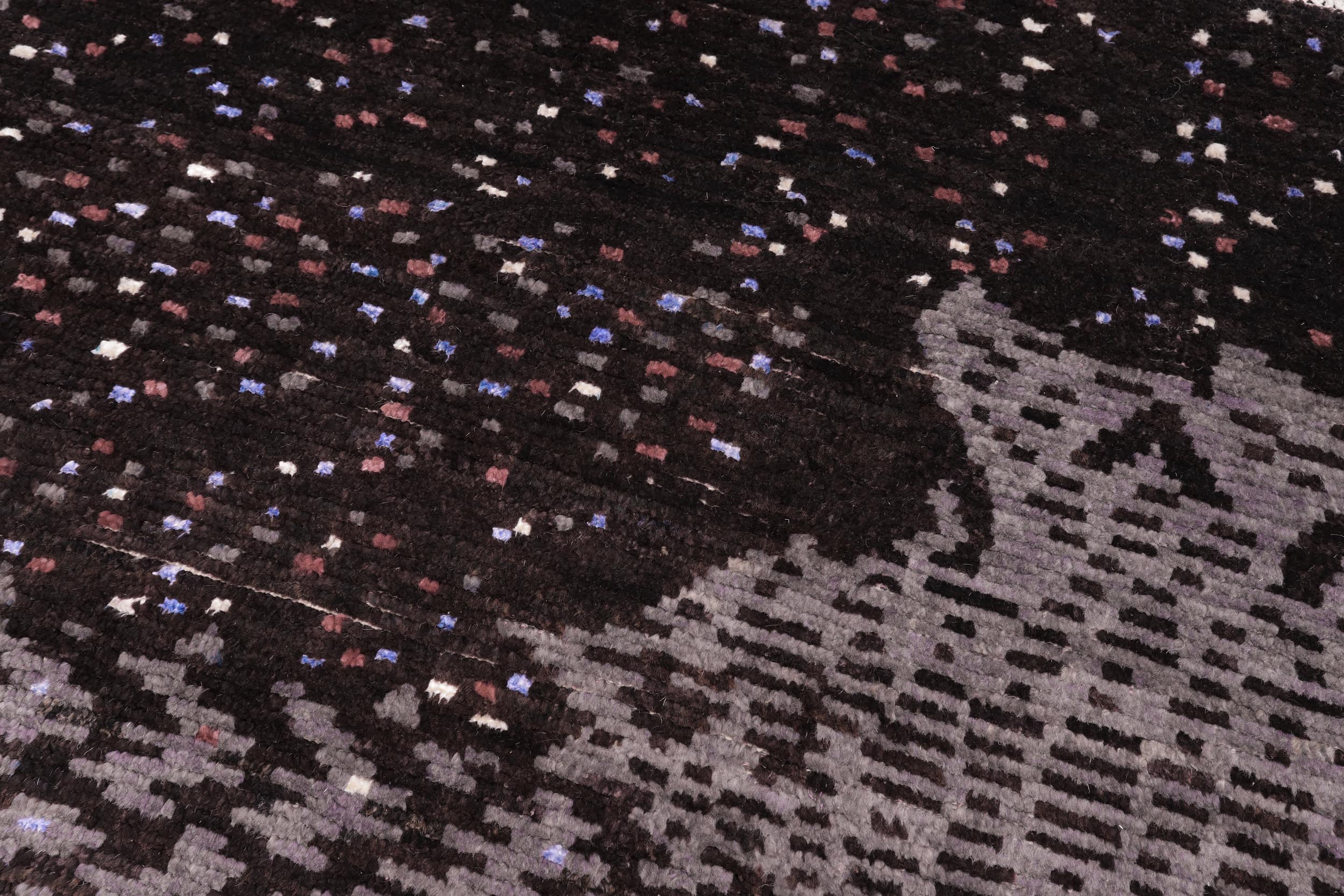 handmade Geometric Berjusta Black Gray Hand Knotted RECTANGLE WOOL&SILK area rug 5' x 8'