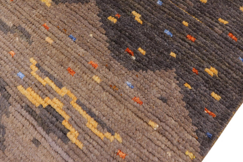 handmade Geometric Moroccan Gray Rust Hand Knotted RECTANGLE WOOL&SILK area rug 6' x 8'