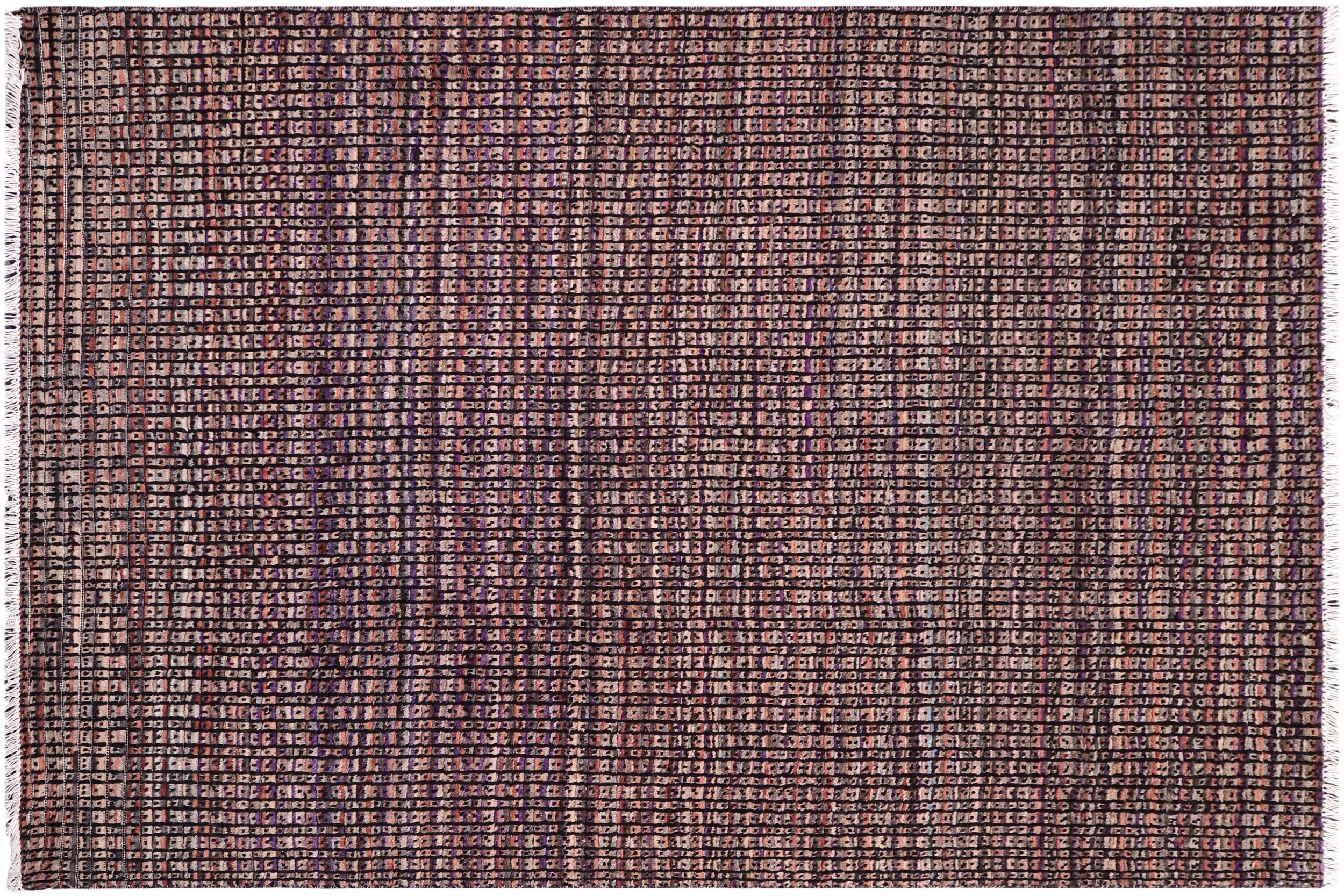 handmade Geometric Berjusta Black Rust Hand Knotted RECTANGLE 100% WOOL area rug 5' x 7'