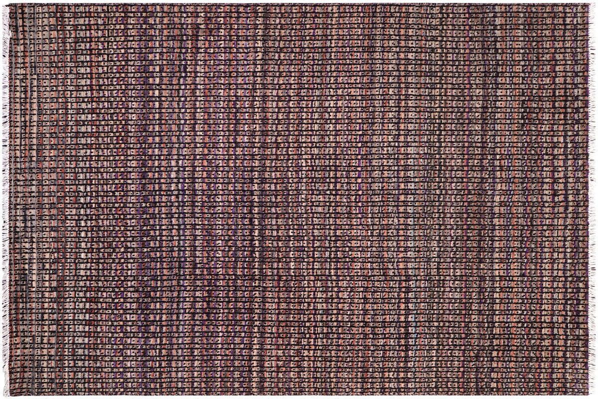 handmade Geometric Berjusta Black Rust Hand Knotted RECTANGLE 100% WOOL area rug 5' x 7'