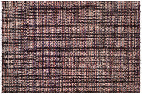 handmade Geometric Berjusta Black Rust Hand Knotted RECTANGLE 100% WOOL area rug 5' x 7'