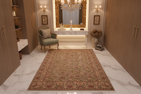 handmade Transitional Marry Gold Green Beige Hand Knotted RECTANGLE 100% WOOL area rug 10x14