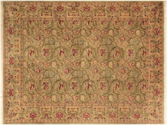 handmade Traditional Marry Gold Green Beige Hand Knotted RECTANGLE 100% WOOL area rug 10x14