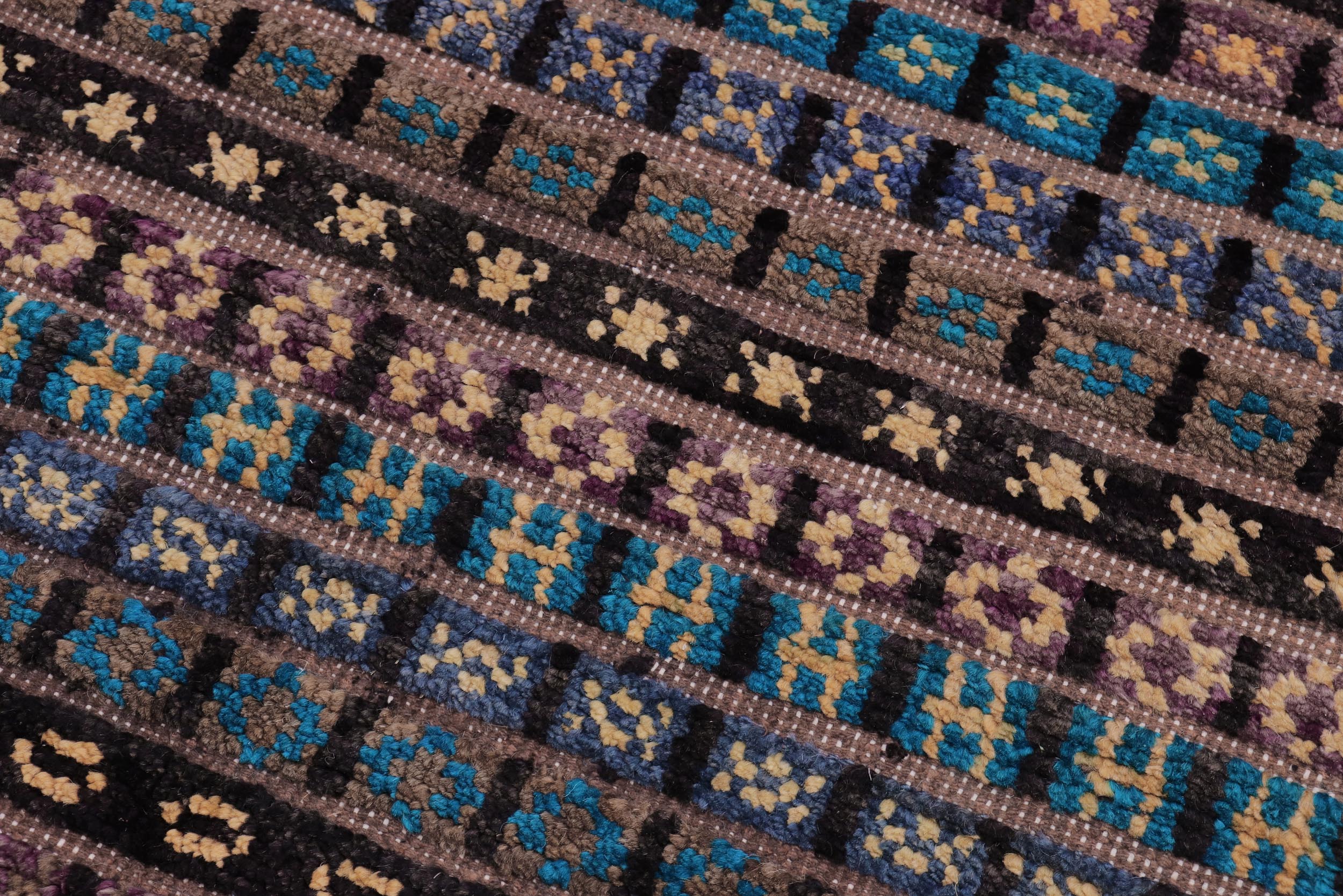 handmade Geometric Berjusta Black Gold Hand Knotted RECTANGLE 100% WOOL area rug 5' x 7'