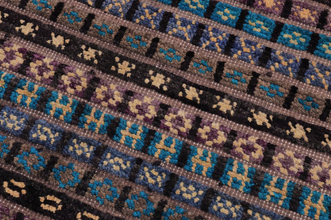 handmade Geometric Berjusta Black Gold Hand Knotted RECTANGLE 100% WOOL area rug 5' x 7'