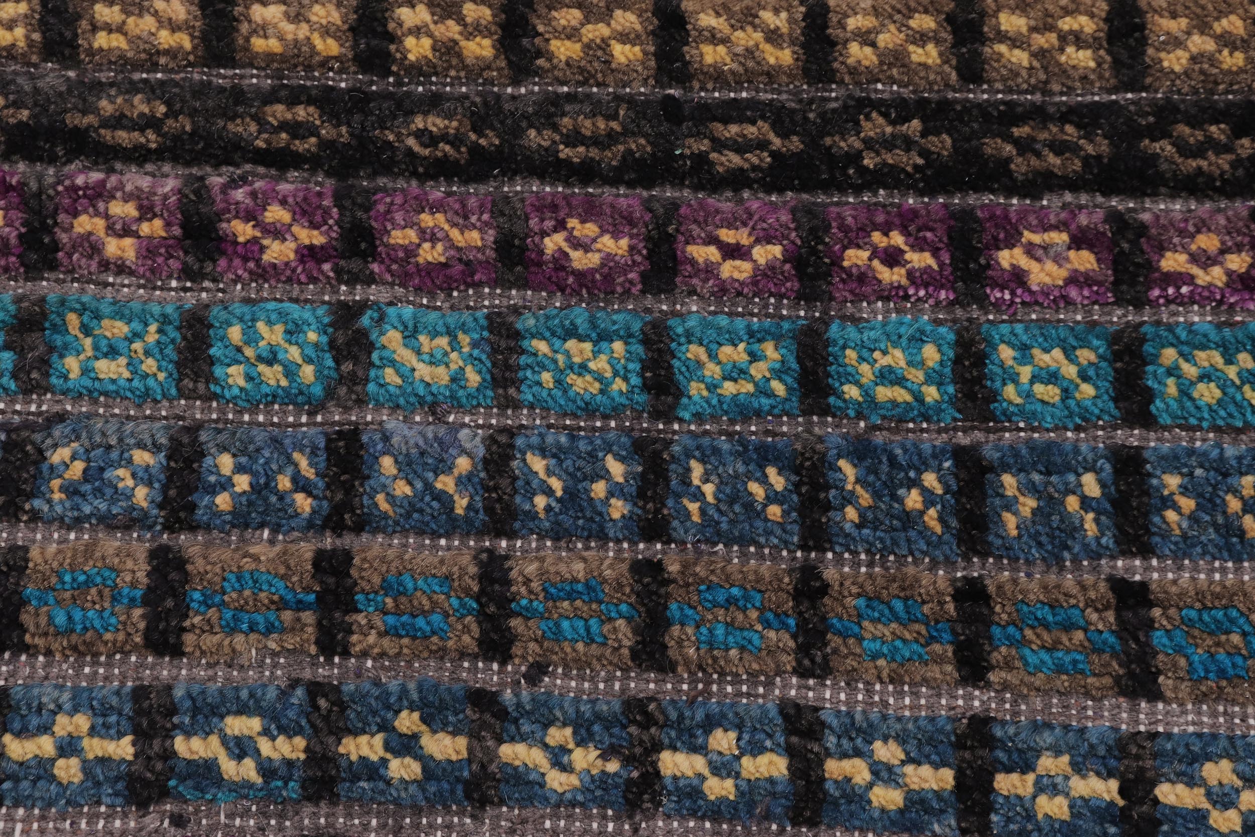 handmade Geometric Berjusta Black Blue Hand Knotted RECTANGLE 100% WOOL area rug 3' x 5'