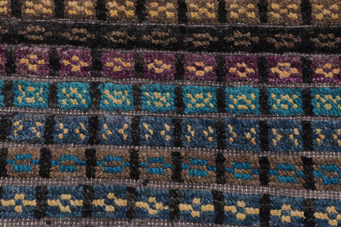 handmade Geometric Berjusta Black Blue Hand Knotted RECTANGLE 100% WOOL area rug 3' x 5'