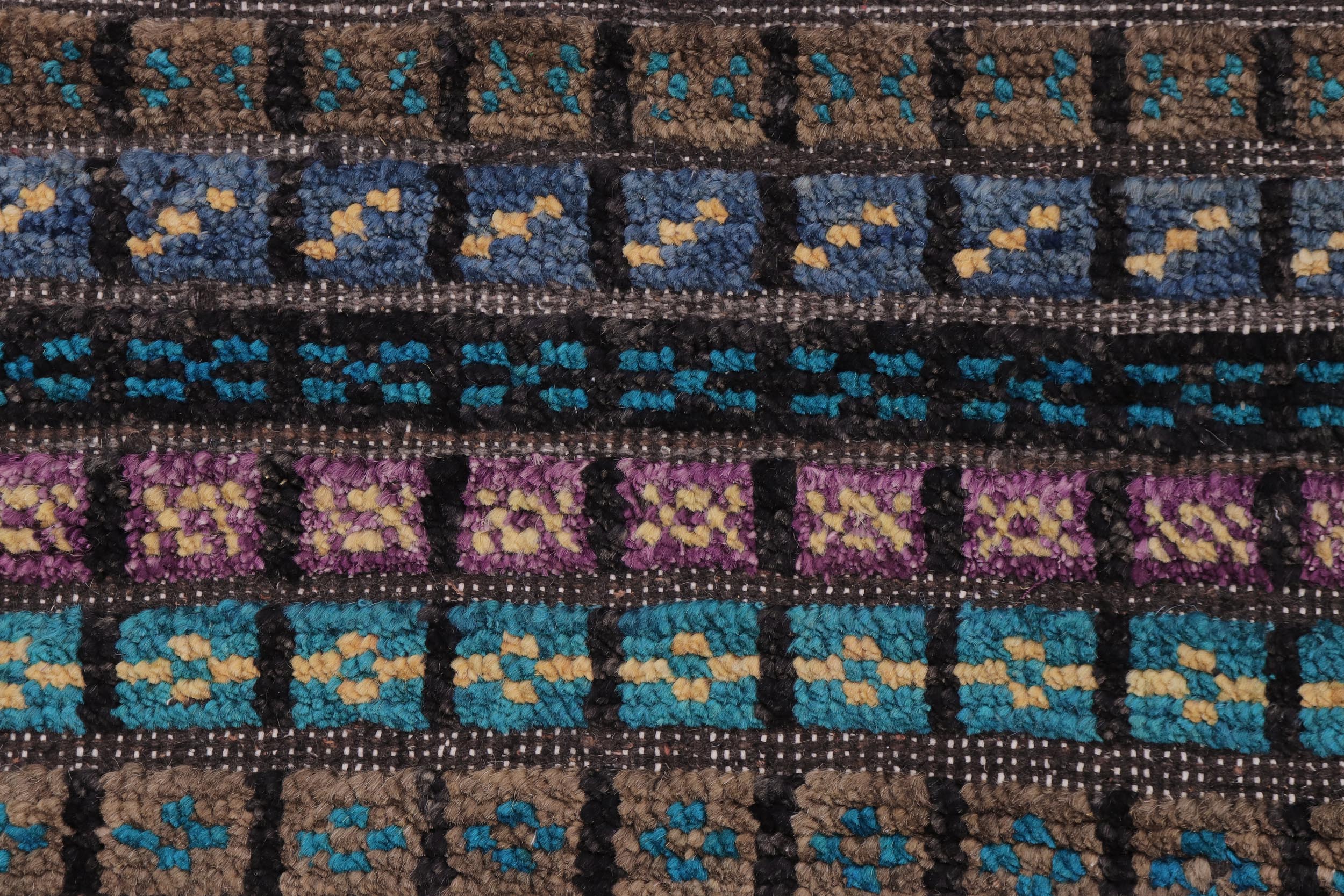 handmade Geometric Berjusta Black Blue Hand Knotted RECTANGLE 100% WOOL area rug 3' x 5'