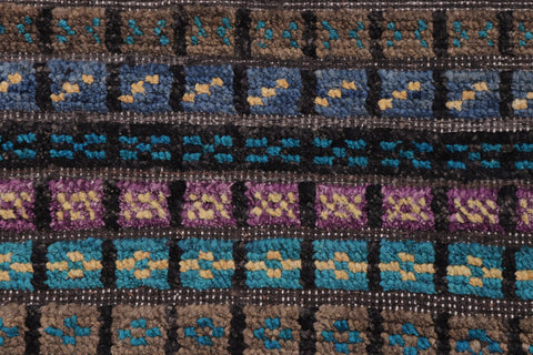 handmade Geometric Berjusta Black Blue Hand Knotted RECTANGLE 100% WOOL area rug 3' x 5'