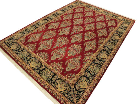 handmade Traditional Tabriz Red Black Hand Knotted RECTANGLE 100% WOOL area rug 10x15