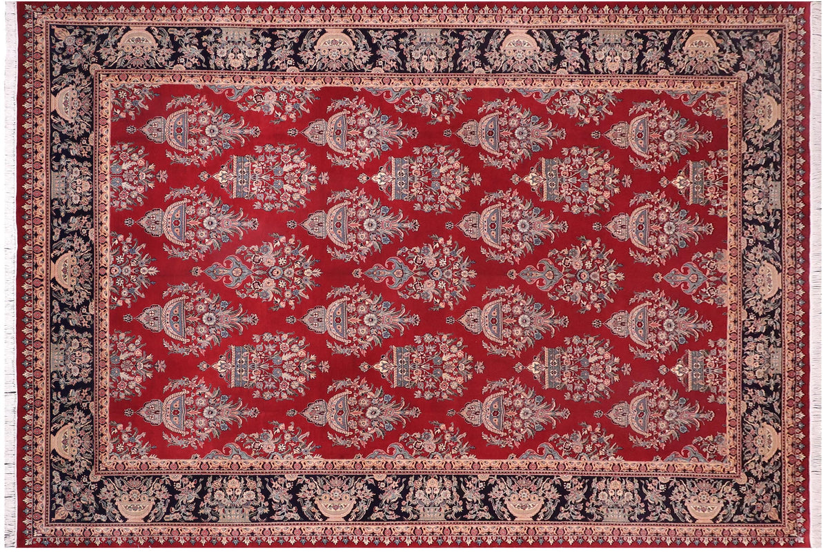 handmade Transitional Tabriz Red Black Hand Knotted RECTANGLE 100% WOOL area rug 10x15