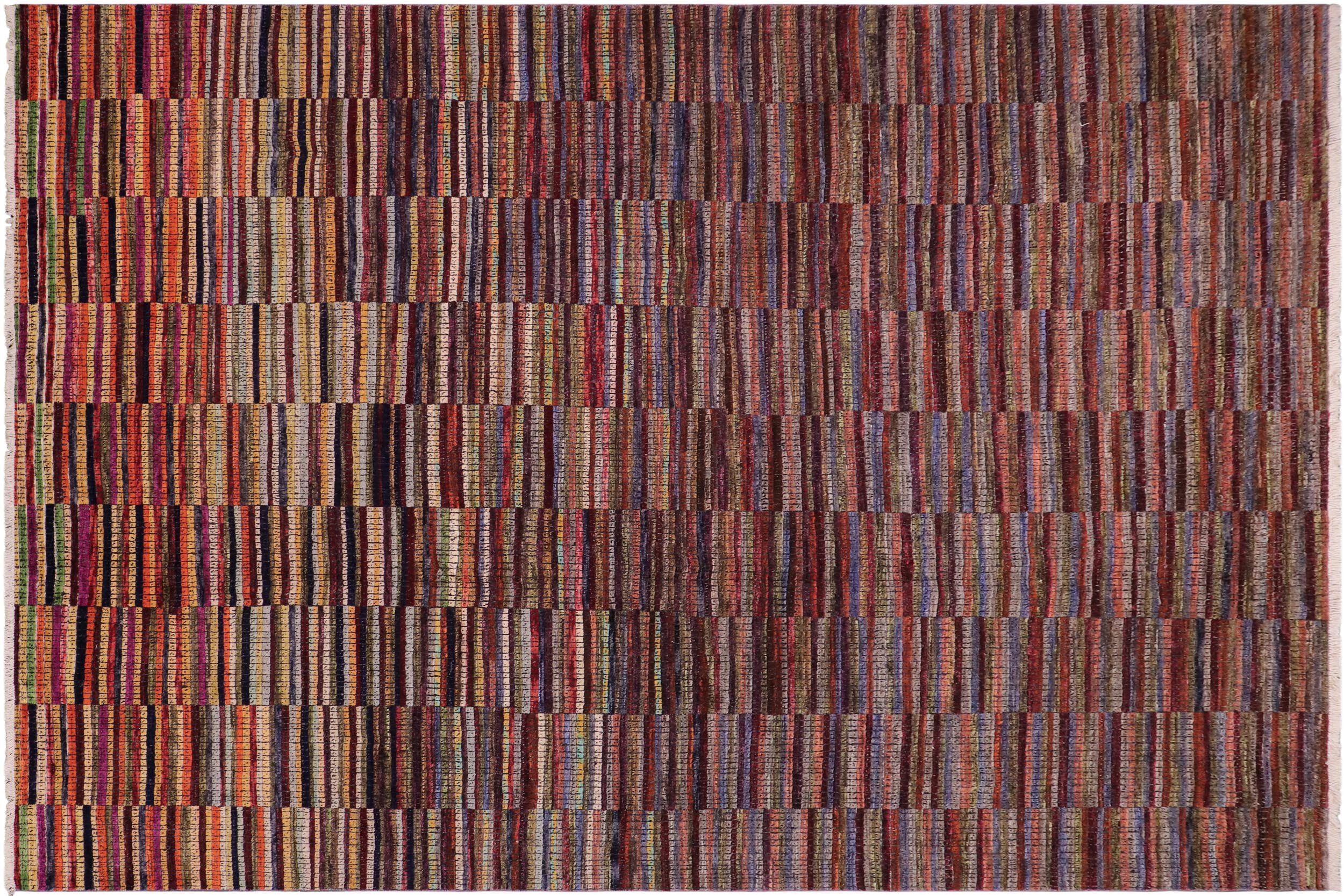 handmade Geometric Berjusta Rust Blue Hand Knotted RECTANGLE 100% WOOL area rug 9' x 12'