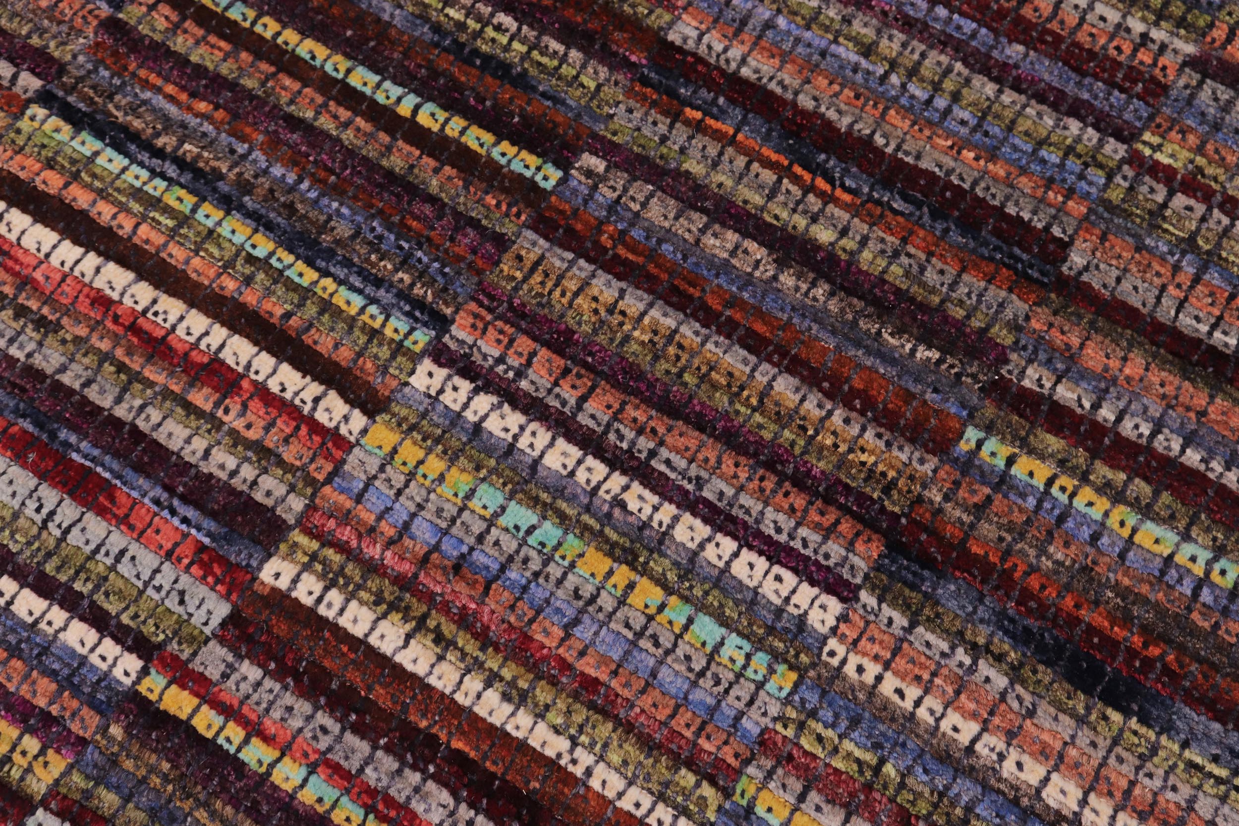 handmade Geometric Berjusta Rust Blue Hand Knotted RECTANGLE 100% WOOL area rug 9' x 12'