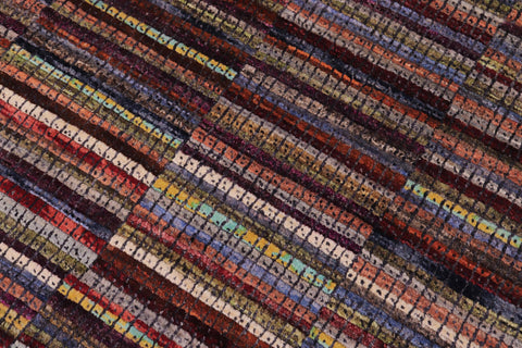 handmade Geometric Berjusta Rust Blue Hand Knotted RECTANGLE 100% WOOL area rug 9' x 12'