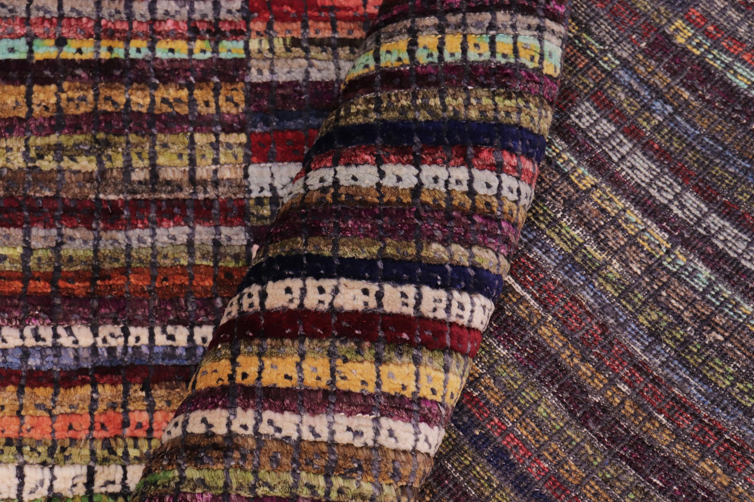 handmade Geometric Berjusta Rust Blue Hand Knotted RECTANGLE 100% WOOL area rug 9' x 12'