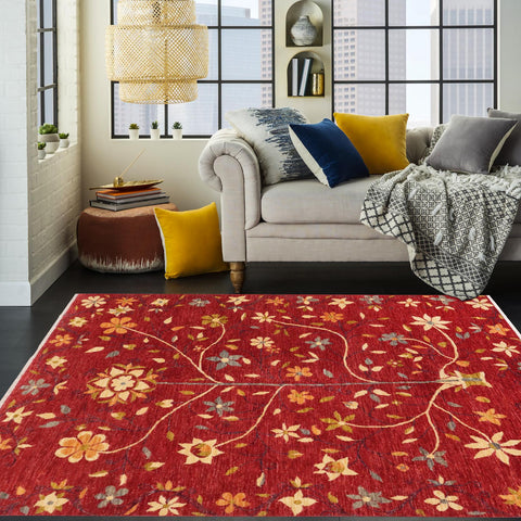 handmade Geometric Kurjean Red Gray Hand Knotted RECTANGLE 100% WOOL area rug 6x8