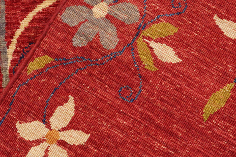handmade Geometric Kurjean Red Gray Hand Knotted RECTANGLE 100% WOOL area rug 6x8