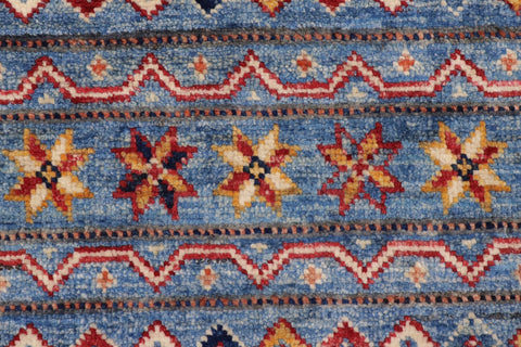 handmade Geometric Kurjean Blue Rust Hand Knotted RECTANGLE 100% WOOL area rug 5x6