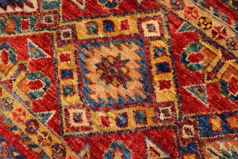 handmade Geometric Kurjean Red Blue Hand Knotted RECTANGLE 100% WOOL area rug 6x8