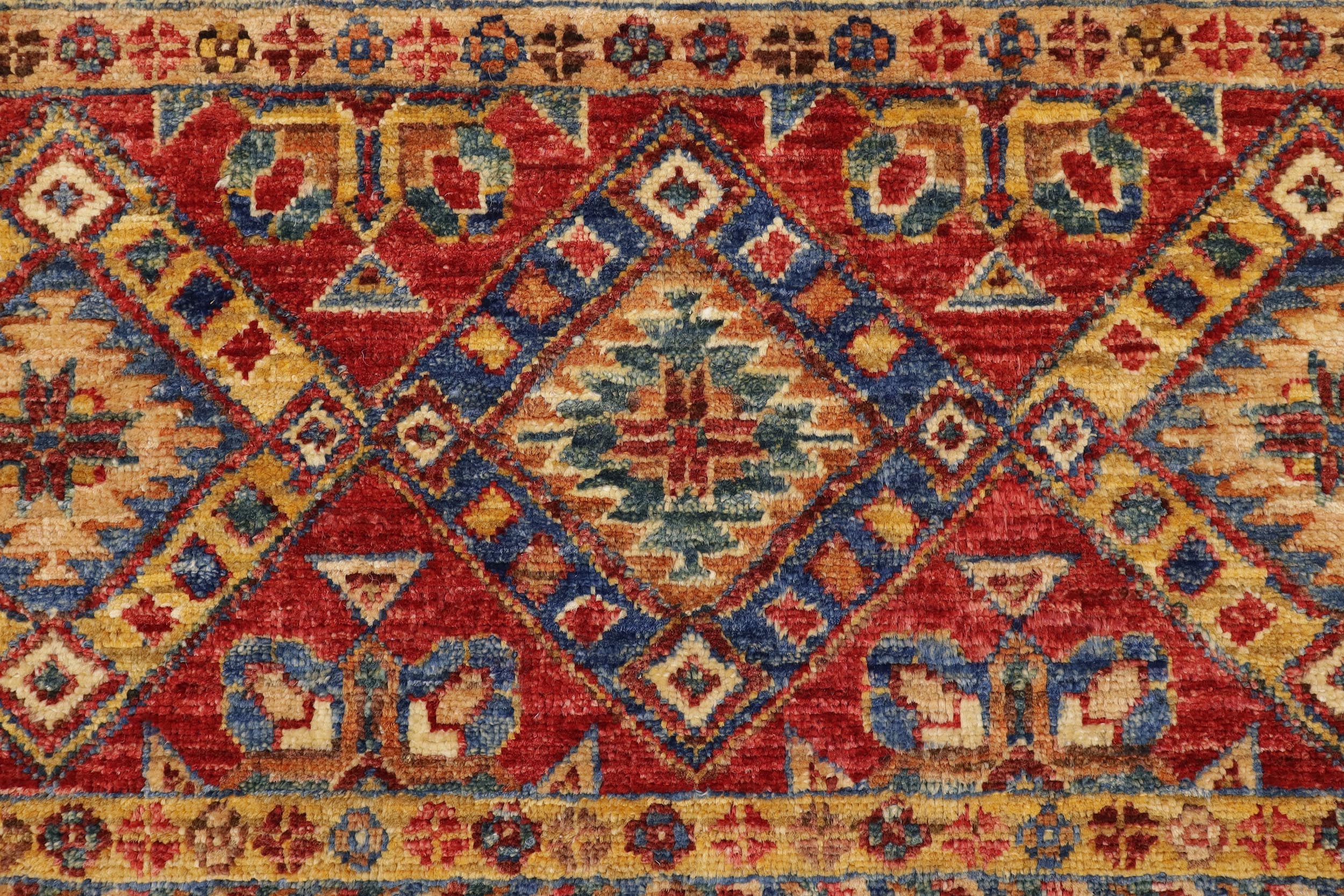 handmade Geometric Kurjean Red Blue Hand Knotted RECTANGLE 100% WOOL area rug 6x8
