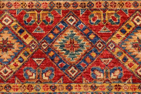 handmade Geometric Kurjean Red Blue Hand Knotted RECTANGLE 100% WOOL area rug 6x8