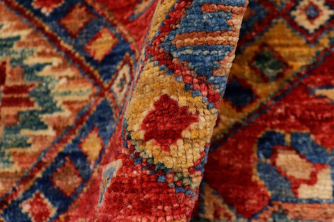 handmade Geometric Kurjean Red Blue Hand Knotted RECTANGLE 100% WOOL area rug 6x8