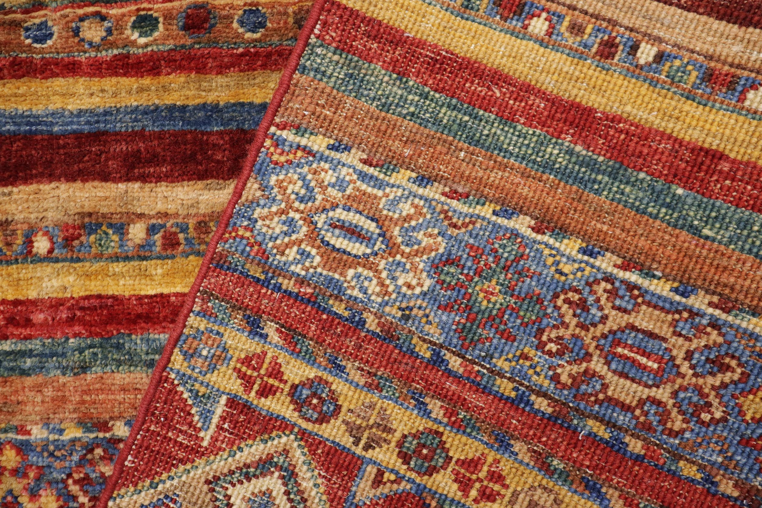 handmade Geometric Kurjean Red Blue Hand Knotted RECTANGLE 100% WOOL area rug 6x8