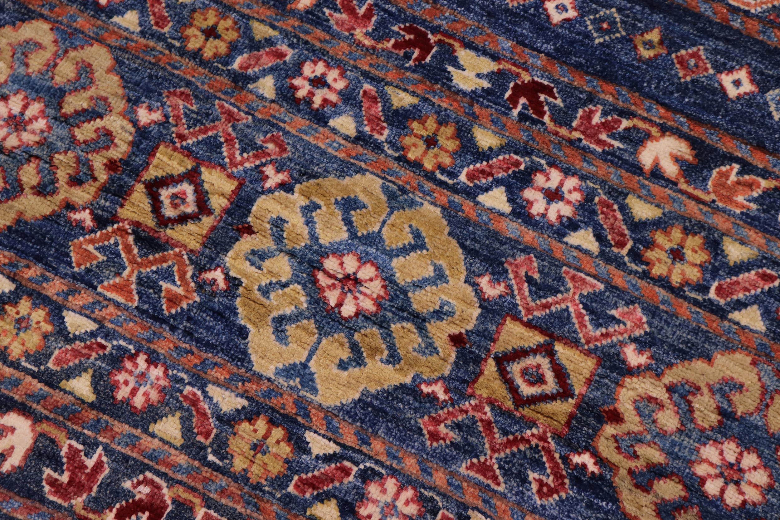 handmade Geometric Kurjean Blue Red Hand Knotted RUNNER 100% WOOL area rug 3x10