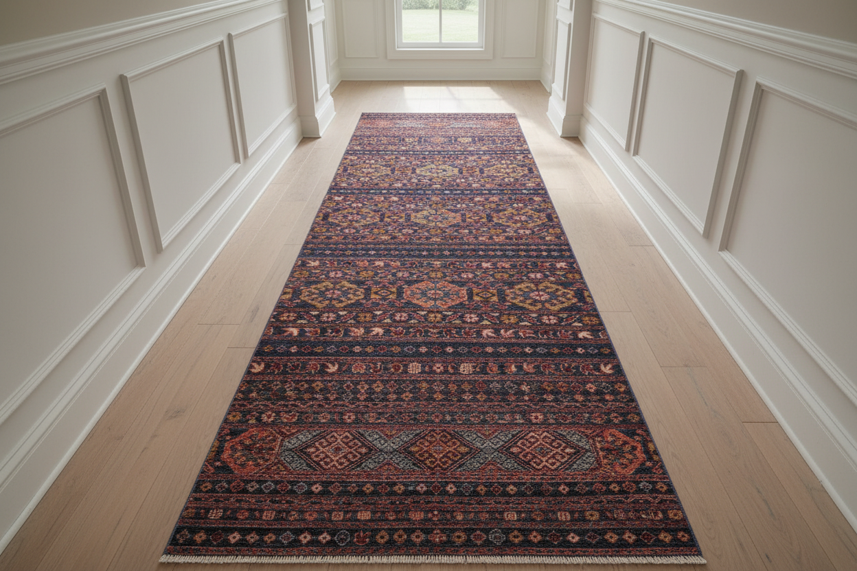 handmade Geometric Kurjean Blue Red Hand Knotted RUNNER 100% WOOL area rug 3x10