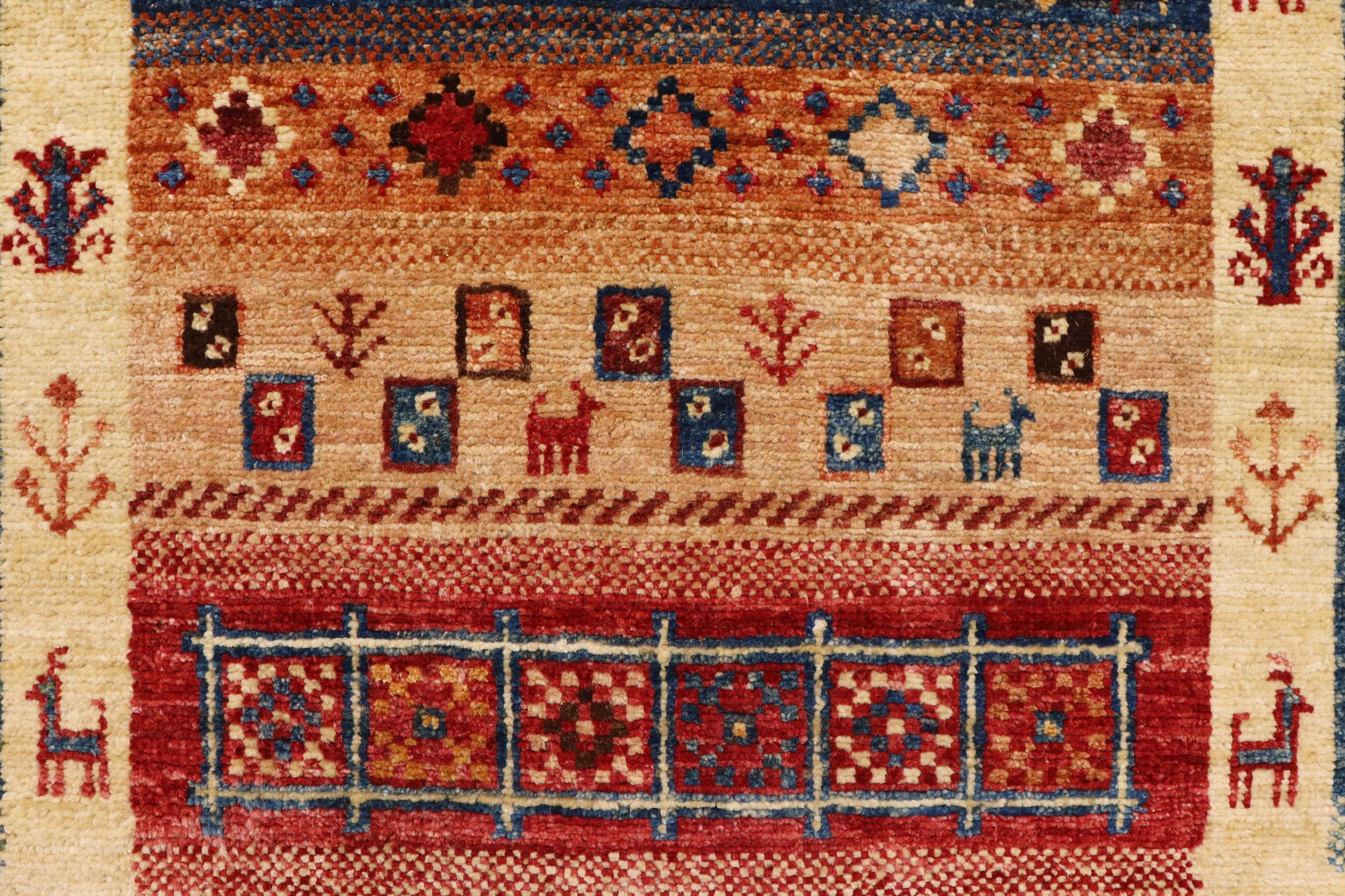 handmade Geometric Kurjean Red Blue Hand Knotted RUNNER 100% WOOL area rug 3x10