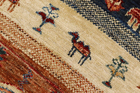 handmade Geometric Kurjean Red Beige Hand Knotted RUNNER 100% WOOL area rug 3x8