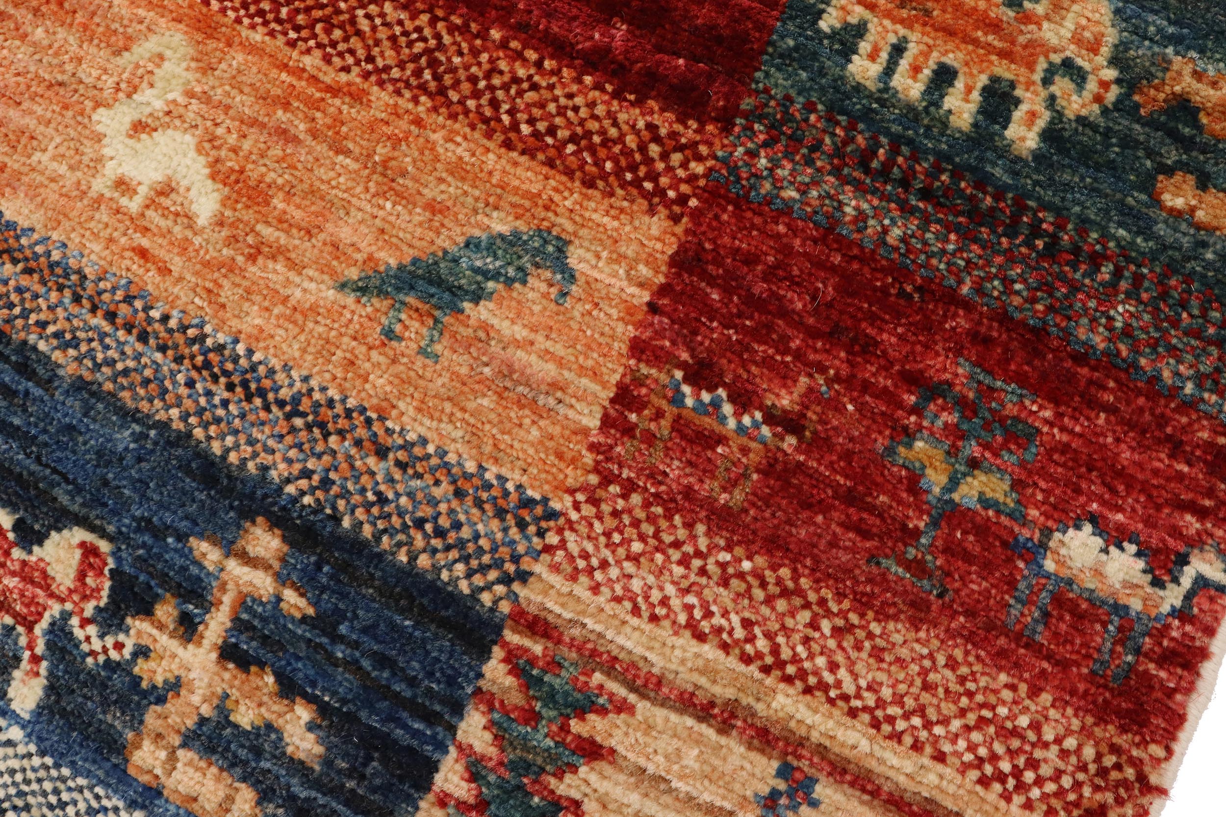 handmade Geometric Kurjean Red Beige Hand Knotted RUNNER 100% WOOL area rug 3x8