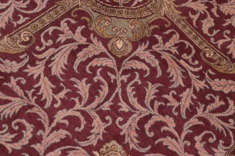handmade Traditional Abusson Green Maroon Hand Knotted RECTANGLE 100% WOOL area rug 10x14