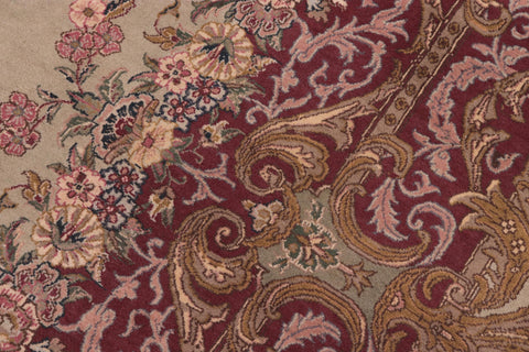 handmade Traditional Abusson Green Maroon Hand Knotted RECTANGLE 100% WOOL area rug 10x14