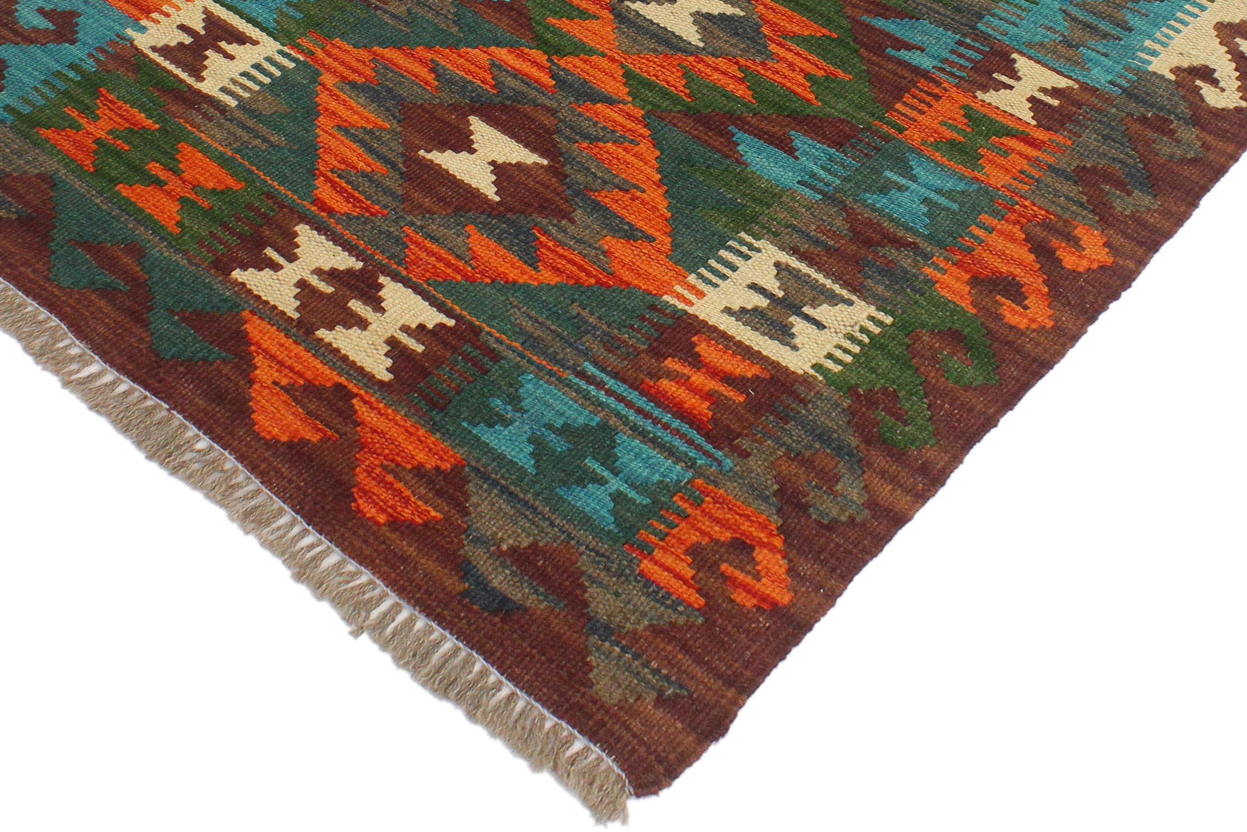 handmade Geometric Kilim Rust Brown Hand-Woven RECTANGLE 100% WOOL area rug 2' x 3'